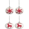 * Guirlande Et Boule De Sapin^4 Boules De Noël Design Flocon Et Renne Jeanne - Rouge Et Blanc