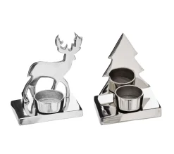 Flash Sale * 2 Photophores De Noël Design Metal Terre Sauvage - Argent