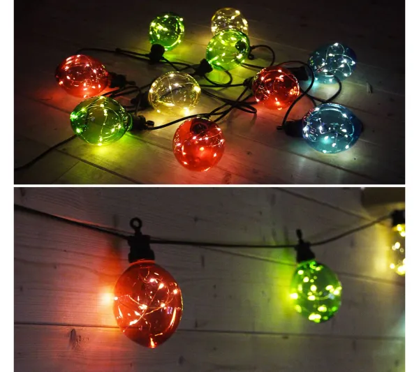 ALICE'S GARDEN Sapin Et Accessoire^Alice'S Garden Morphee - Guirlande Lumineuse Guinguette Exterieure Avec 10 Boules Lumineuses. 100 Led. A Piles