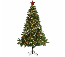 ALICE'S GARDEN Sapin Et Accessoire^Alice'S Garden Sapin De Noël Artificiel Avec Kit De Décoration - Ottawa 210Cm - Vert Avec Décorations Rouge.