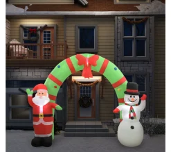 Cheap * Arche Gonflable Avec Pere Noël Et Bonhomme De Neige Led 223 Cm