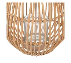 Fashion ATMOSPHERA Bougeoir Photophore En Rotin Et Metal D 18 X H 22 Cm