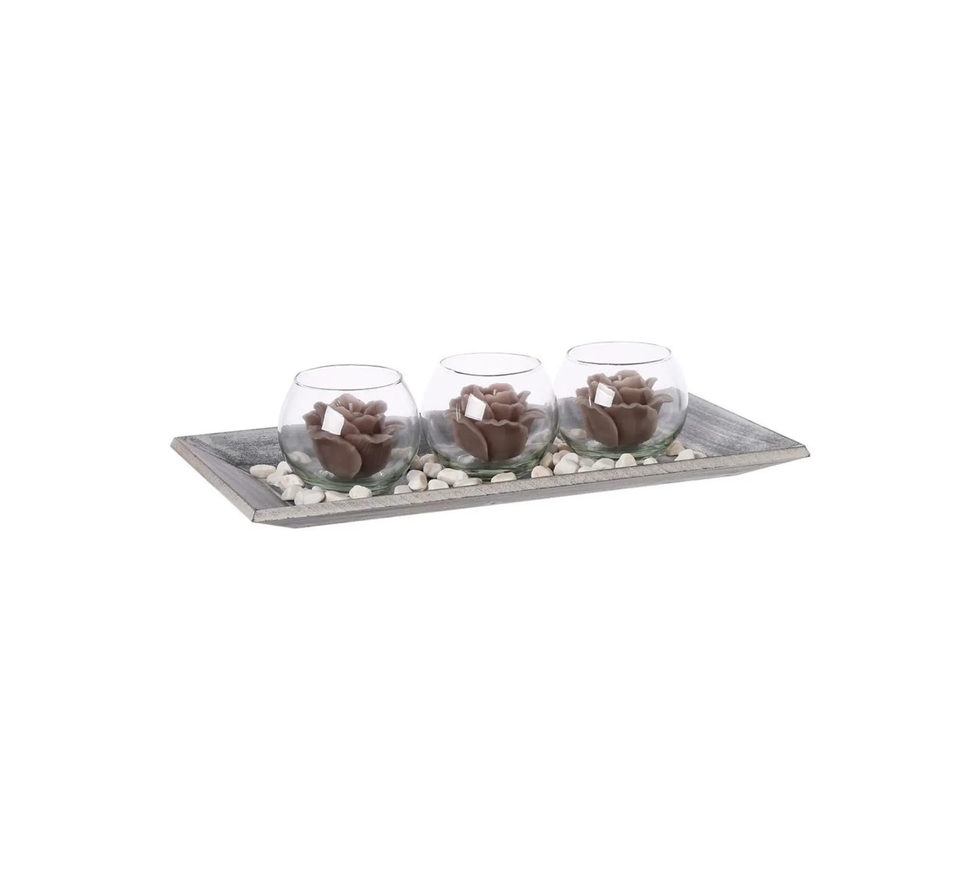 Best ATMOSPHERA Centre De Table 3 Photophores 3 Bougies Sur Plateau En Bois