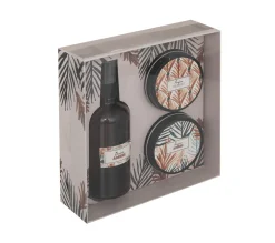 Best ATMOSPHERA Coffret Senteur Ambre Et Vanille Spray Parfum Et 2 Bougies Pot En Metal