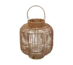 Shop ATMOSPHERA Lanterne Photophore En Rotin Et Metal Bougeoir En Verre D 25 X H 31 Cm