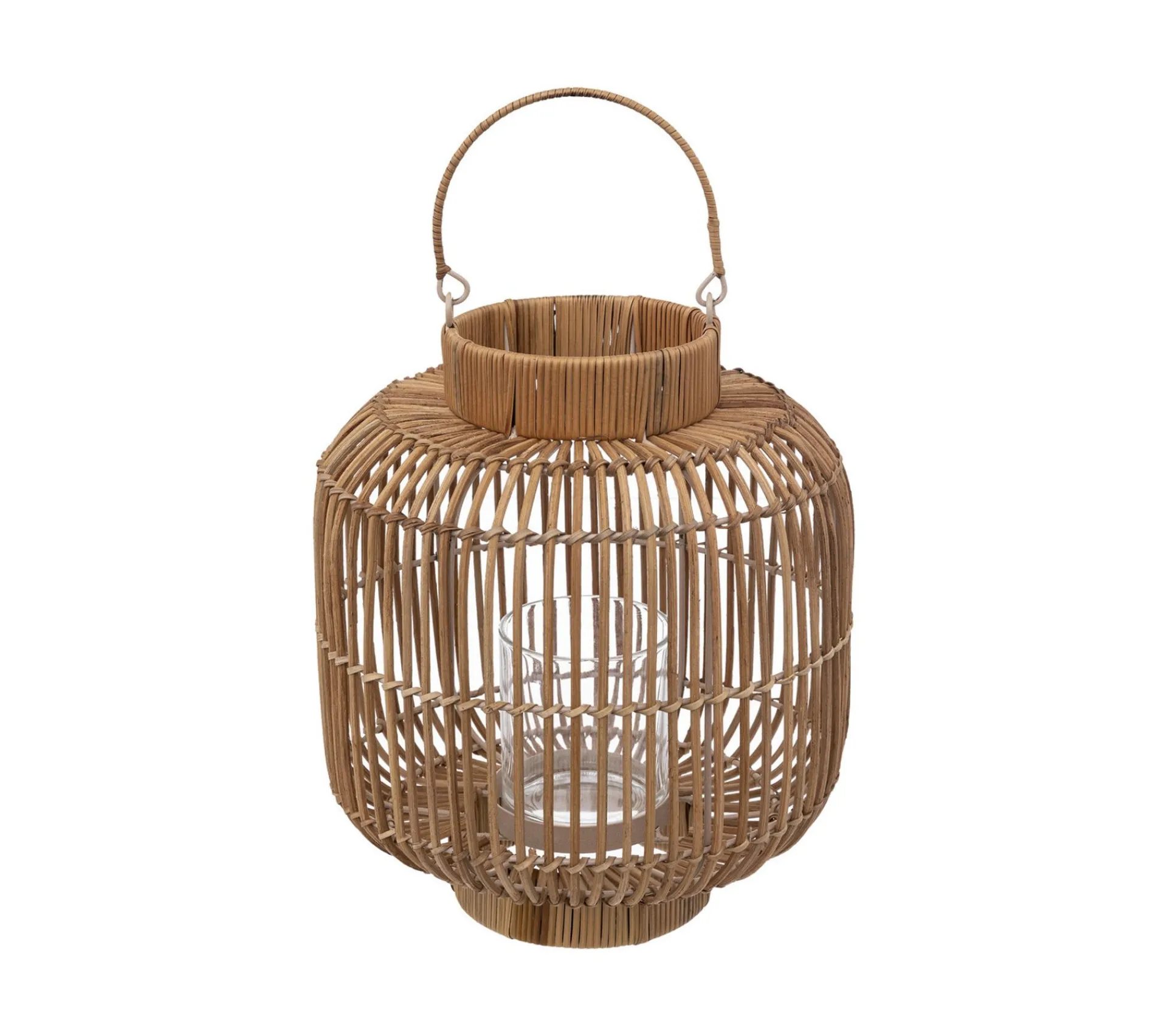 Shop ATMOSPHERA Lanterne Photophore En Rotin Et Metal Bougeoir En Verre D 25 X H 31 Cm