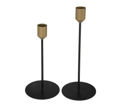 Online ATMOSPHERA Lot De 2 Bougeoirs Chandeliers En Metal Noir Et Dore