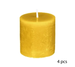 Outlet ATMOSPHERA Lot De 4 Bougies Votive Rustique Jaune D 4.5 Cm