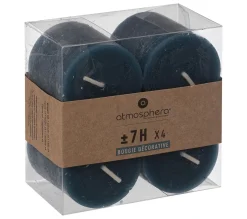 Cheap ATMOSPHERA Lot De 4 Bougies Votive Rustique Bleu Canard D 4.5 Cm