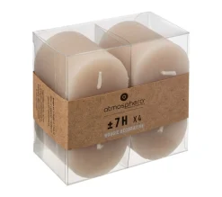 New ATMOSPHERA Lot De 4 Bougies Votive Rustique Taupe D 4.5 Cm
