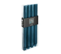 Shop ATMOSPHERA Lot De 4 Bougies Batons Rustique Bleu Canard H 24.5 Cm