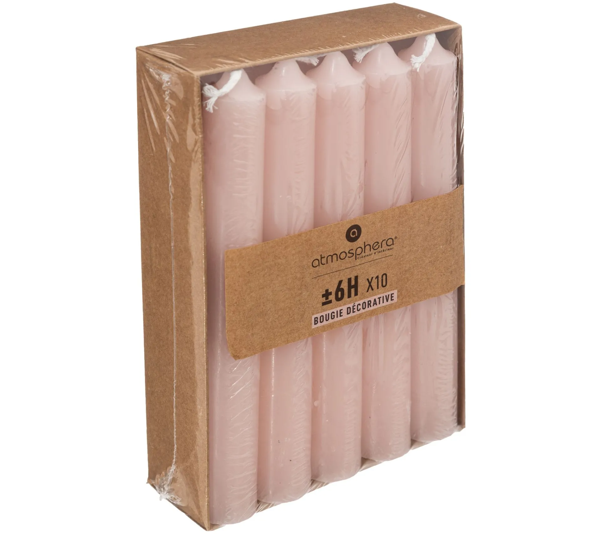 Discount ATMOSPHERA Lot De 10 Bougies Batons Rose H 16 Cm