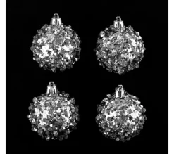 ATMOSPHERA Guirlande Et Boule De Sapin^ Lot De 4 Boules De Noël Effet Goutte - Argent
