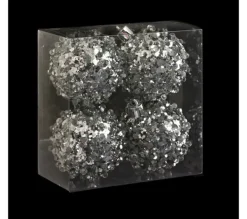 ATMOSPHERA Guirlande Et Boule De Sapin^ Lot De 4 Boules De Noël Effet Goutte - Argent