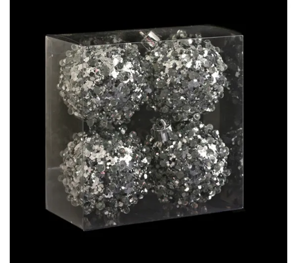 ATMOSPHERA Guirlande Et Boule De Sapin^ Lot De 4 Boules De Noël Effet Goutte - Argent