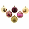 ATMOSPHERA Guirlande Et Boule De Sapin^ Lot De 6 Boules De Noël - Diam. 80 Mm - Violet Et Or