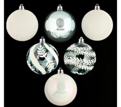 ATMOSPHERA Guirlande Et Boule De Sapin^ Lot De 6 Boules De Noël - Diam. 80 Mm - Blanc Et Bleu Glacier