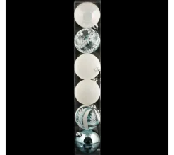 ATMOSPHERA Guirlande Et Boule De Sapin^ Lot De 6 Boules De Noël - Diam. 80 Mm - Blanc Et Bleu Glacier