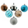ATMOSPHERA Guirlande Et Boule De Sapin^ Lot De 6 Boules De Noël - Diam. 80 Mm - Chocolat, Turquoise Et Argent