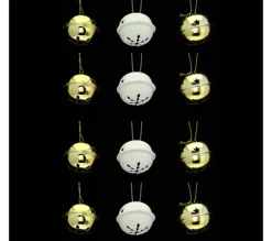 ATMOSPHERA Guirlande Et Boule De Sapin^ Lot De 12 Grelots Brillants - Or Et Blanc