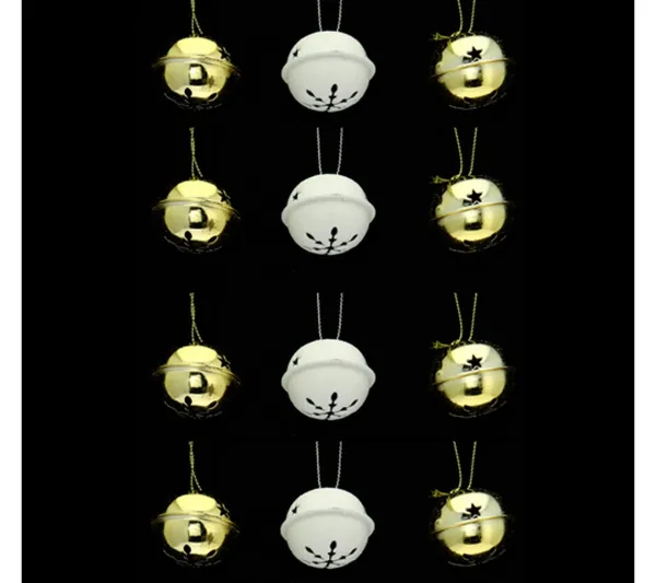 ATMOSPHERA Guirlande Et Boule De Sapin^ Lot De 12 Grelots Brillants - Or Et Blanc