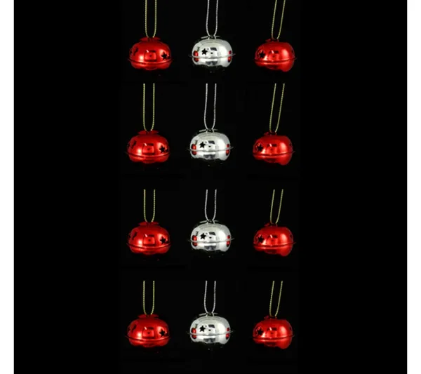 ATMOSPHERA Guirlande Et Boule De Sapin^ Lot De 12 Grelots Brillants - Rouge Et Argent