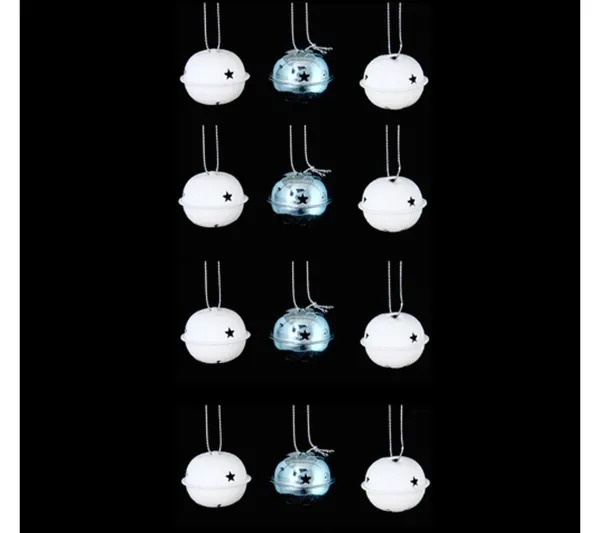 ATMOSPHERA Guirlande Et Boule De Sapin^ Lot De 12 Grelots Brillants - Blanc Et Bleu Glacier