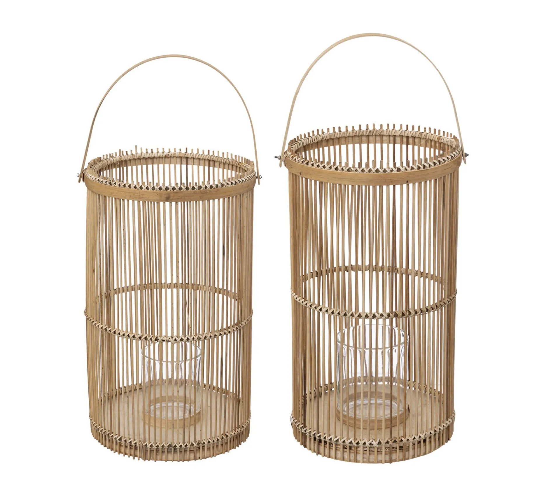 Best ATMOSPHERA Lot De 2 Lanternes Photophore En Bambou Bougeoirs En Verre