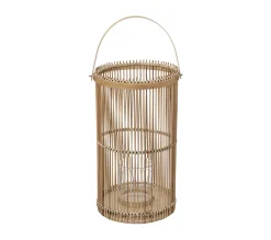 Best ATMOSPHERA Lot De 2 Lanternes Photophore En Bambou Bougeoirs En Verre