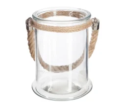 Flash Sale ATMOSPHERA Photophore En Verre Avec Anse En Corde H 17 Cm