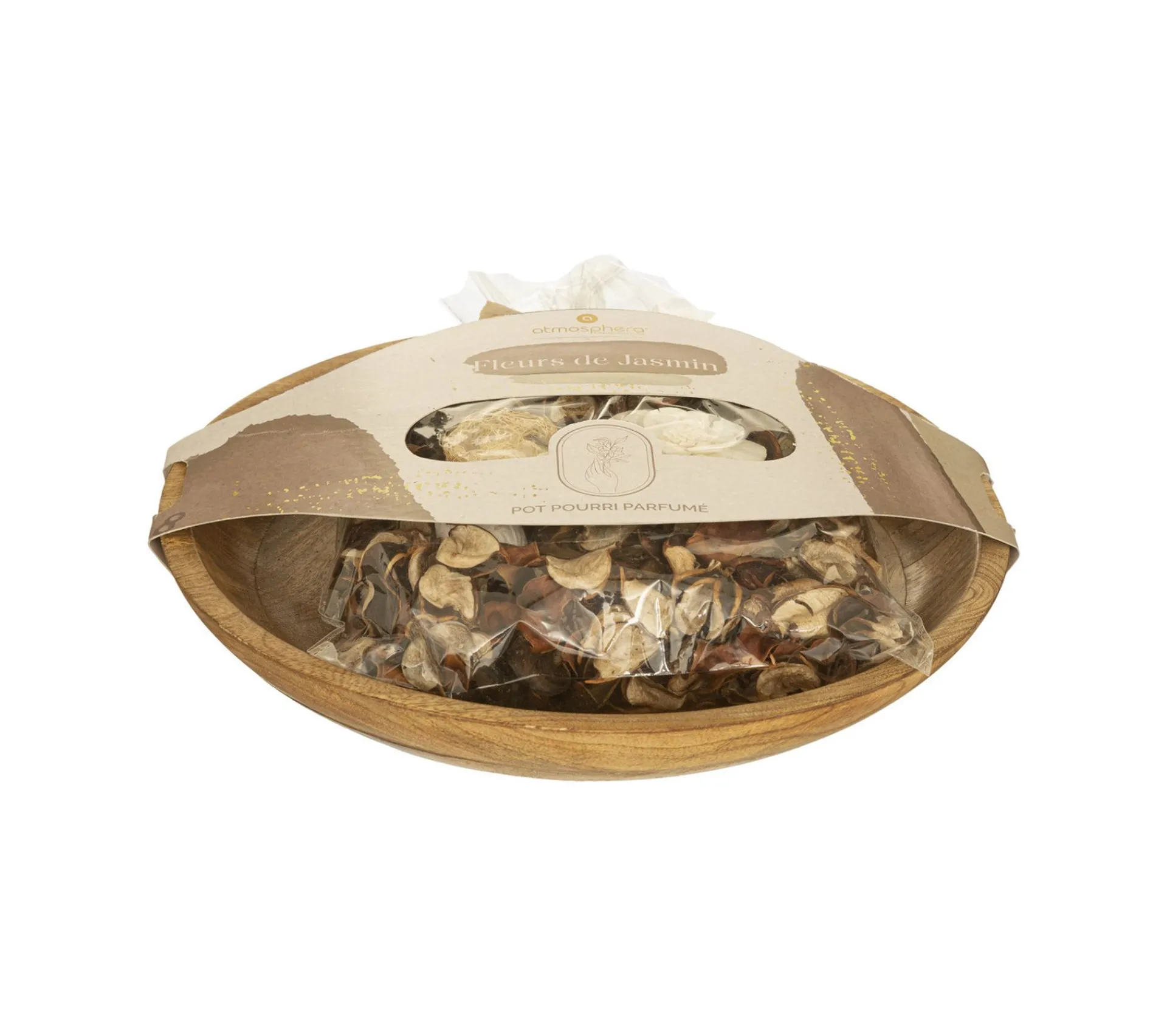 New ATMOSPHERA Pot-Pourri Paola Parfume Fleurs De Jasmin 140 G Avec Plateau En Bois