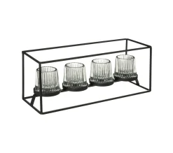Clearance ATMOSPHERA Set 4 Bougeoirs Photophores En Verre Avec Support En Metal