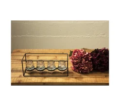 Clearance ATMOSPHERA Set 4 Bougeoirs Photophores En Verre Avec Support En Metal