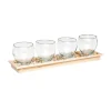 Fashion ATMOSPHERA Set 4 Photophores En Verre Dans Un Plateau En Bois Naturel L 60 Cm