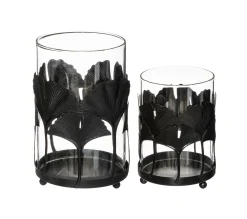 Flash Sale ATMOSPHERA Set De 2 Bougeoirs Photophores En Verre Et Metal Décor Genko