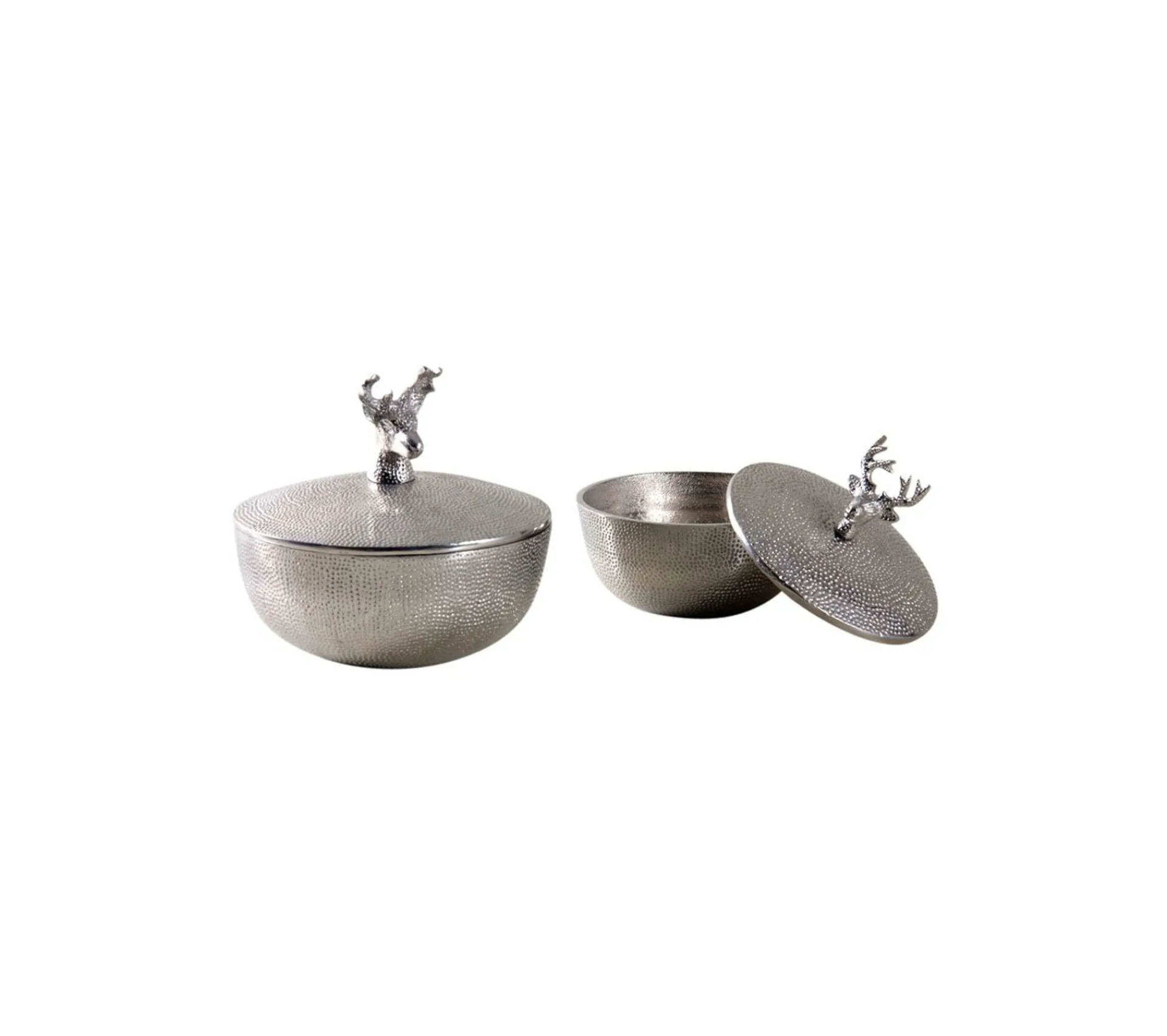 Outlet AUBRY GASPARD Boites Rondes Cerfs En Aluminium (Lot De 2)