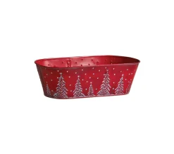 Online AUBRY GASPARD Corbeille En Metal Rouge Sapins De Noël 35 Cm