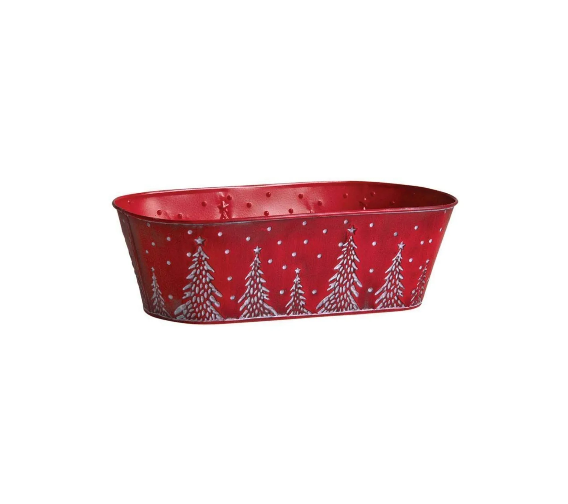 Online AUBRY GASPARD Corbeille En Metal Rouge Sapins De Noël 35 Cm