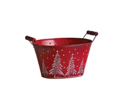 Sale AUBRY GASPARD Corbeille En Metal Sapin De Noël 23 Cm Rouge