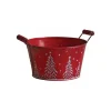 Flash Sale AUBRY GASPARD Corbeille Ronde En Metal Rouge Motif Sapins Et Neige
