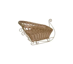 Shop AUBRY GASPARD Corbeille Traineau De Noël En Osier Laque Dore