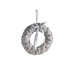 New AUBRY GASPARD Couronne De Porte En Osier Et Bois 35 Cm
