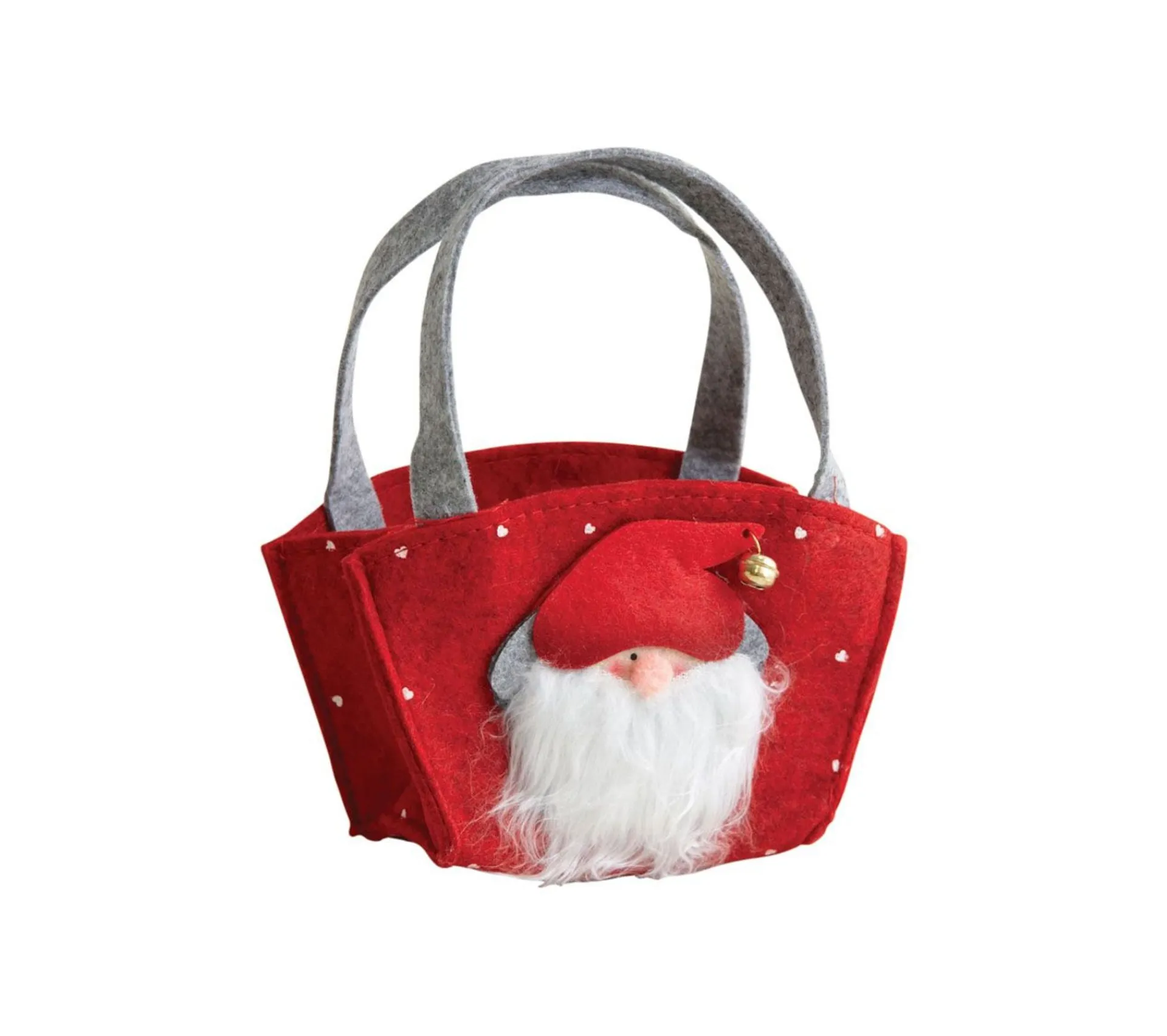 Clearance AUBRY GASPARD Panier De Noël En Feutrine Rouge Avec Pere Noël Et Anses 21 X 10.5 X 12 Cm