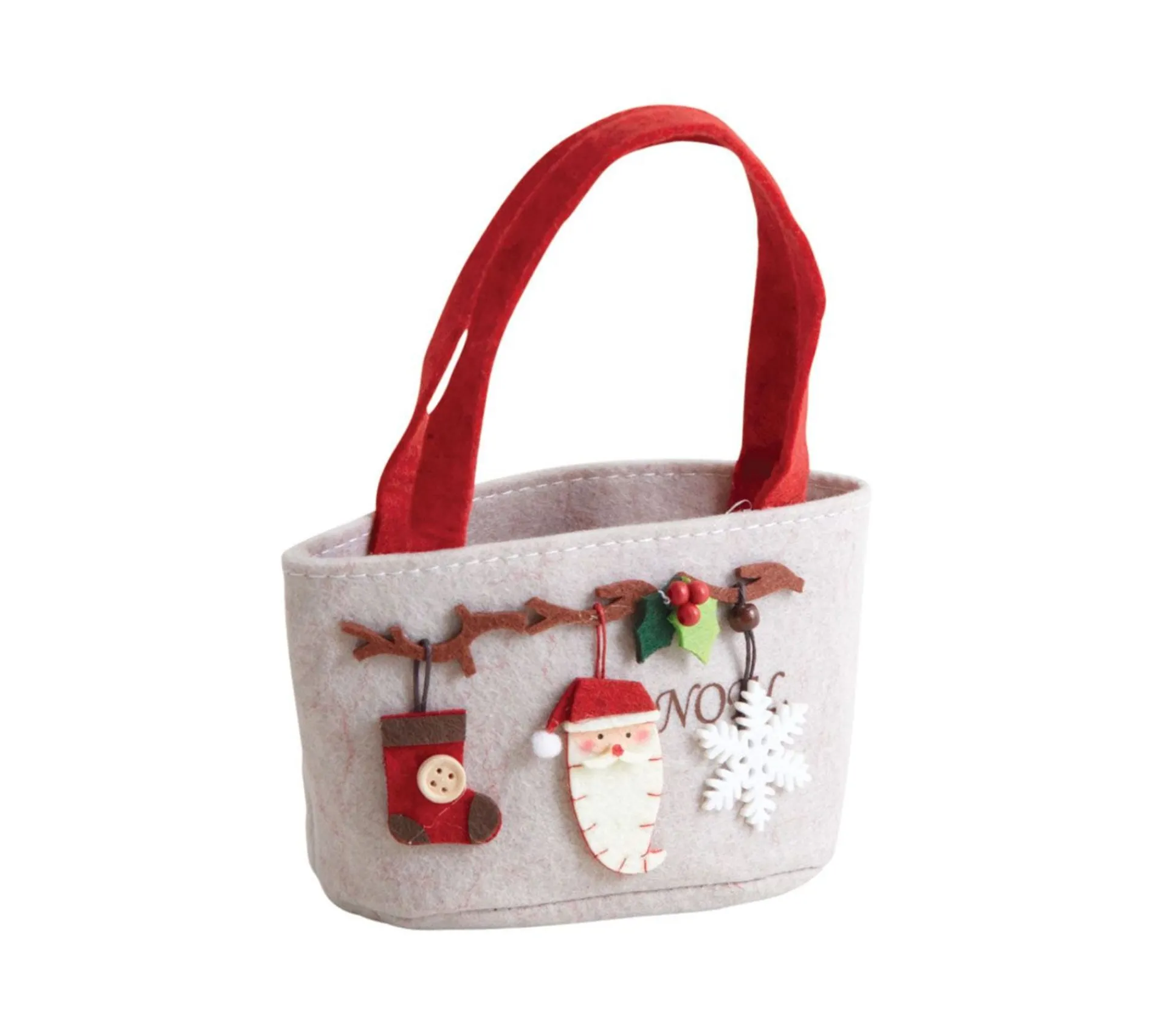 Discount AUBRY GASPARD Petit Sac De Noël En Feutrine Avec Ornements 19 X 12 X 14 Cm