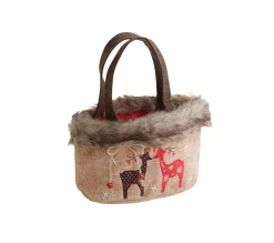Cheap AUBRY GASPARD Petit Sac De Noël En Jute Motif Cerf