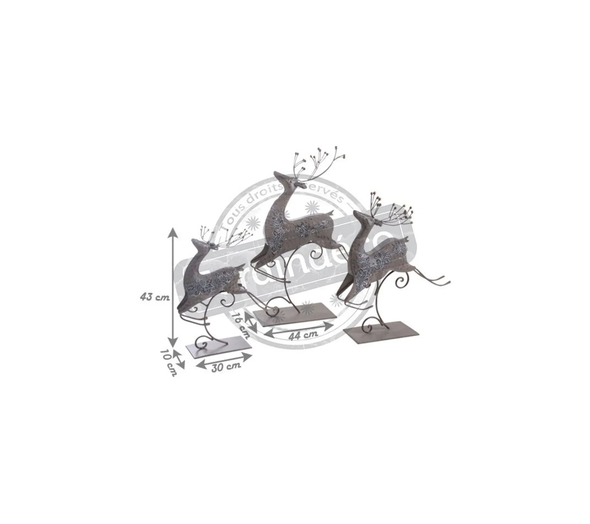 Sale AUBRY GASPARD Renne En Metal Laque Bronze (Lot De 3)