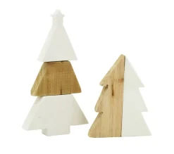 Best Sale AUBRY GASPARD Sapins En Ceramique Blanche Et Bois