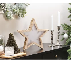 Fashion BELIANI Décoration Led Etoile De Noël En Bois Marron Clair 35 Cm Nastola