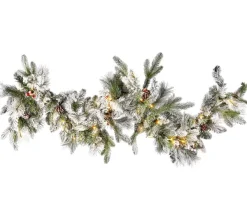 BELIANI Guirlande Et Boule De Sapin^ Guirlande De Noël Led Effet Neige 180 Cm Blanc Whitehorn