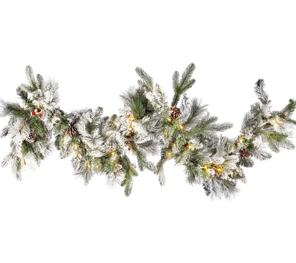 BELIANI Guirlande Et Boule De Sapin^ Guirlande De Noël Led Effet Neige 180 Cm Blanc Whitehorn